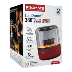 A Photo Of Promate Glitz-L HD - LumiSound 360° Surround Sound Speaker - Red