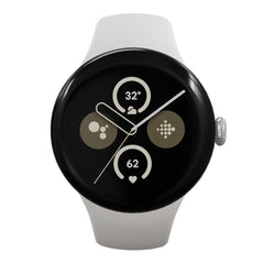 A Photo Of Google Pixel Watch 2 - Polished Silver Aluminum Case / Porcelain Active Band