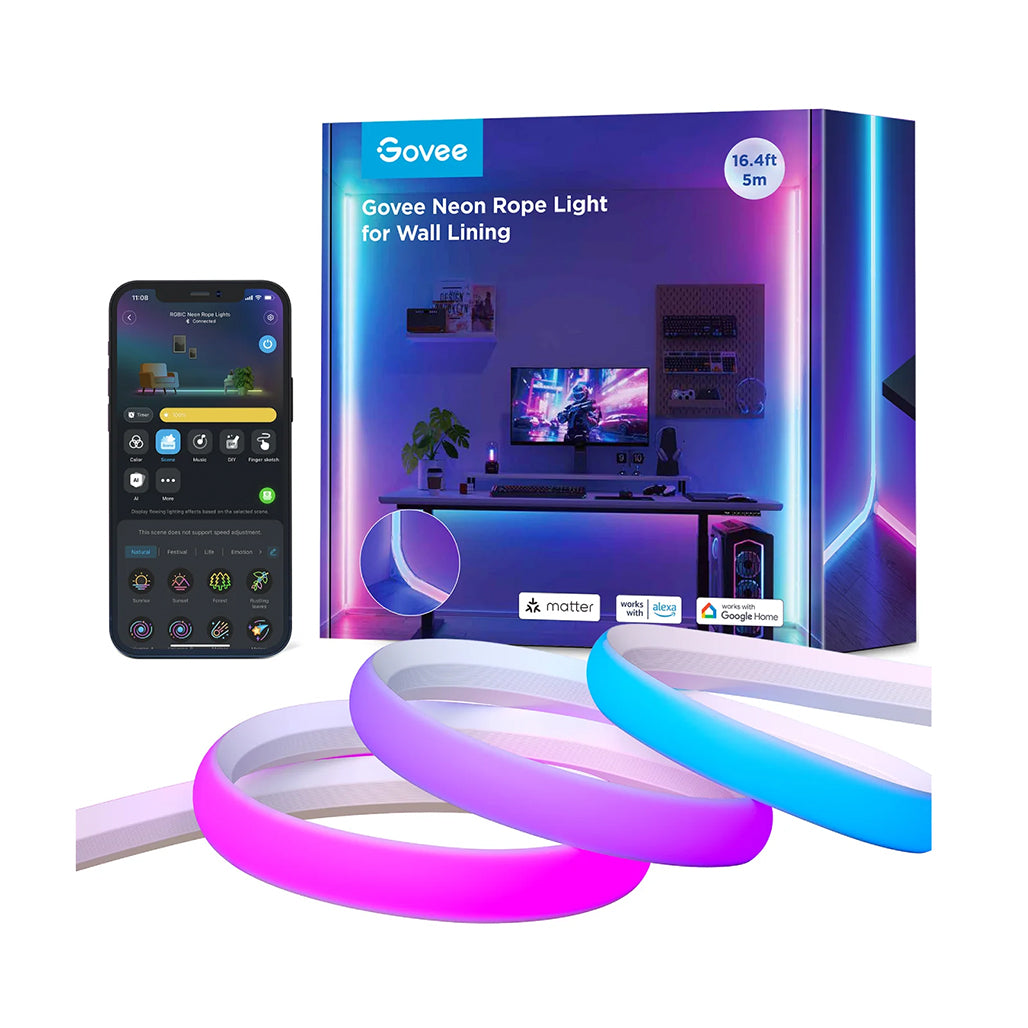 A Photo Of Govee Neon Rope Lights for Wall Lining – 5m | Smart LED Ambient Lighting