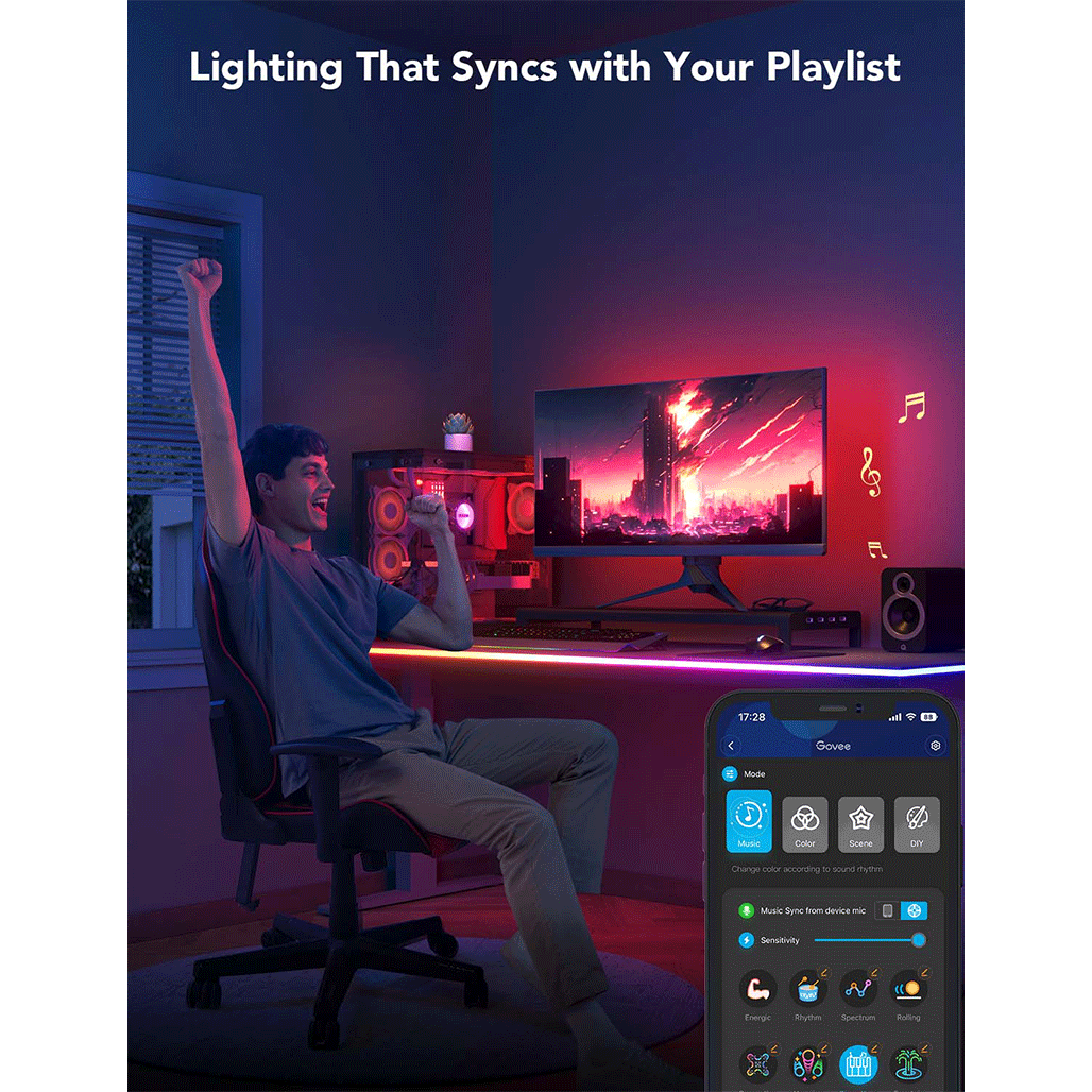 A Photo Of Govee RGBIC LED Neon Rope Lights for Desks - 3 meters | H61C32D1