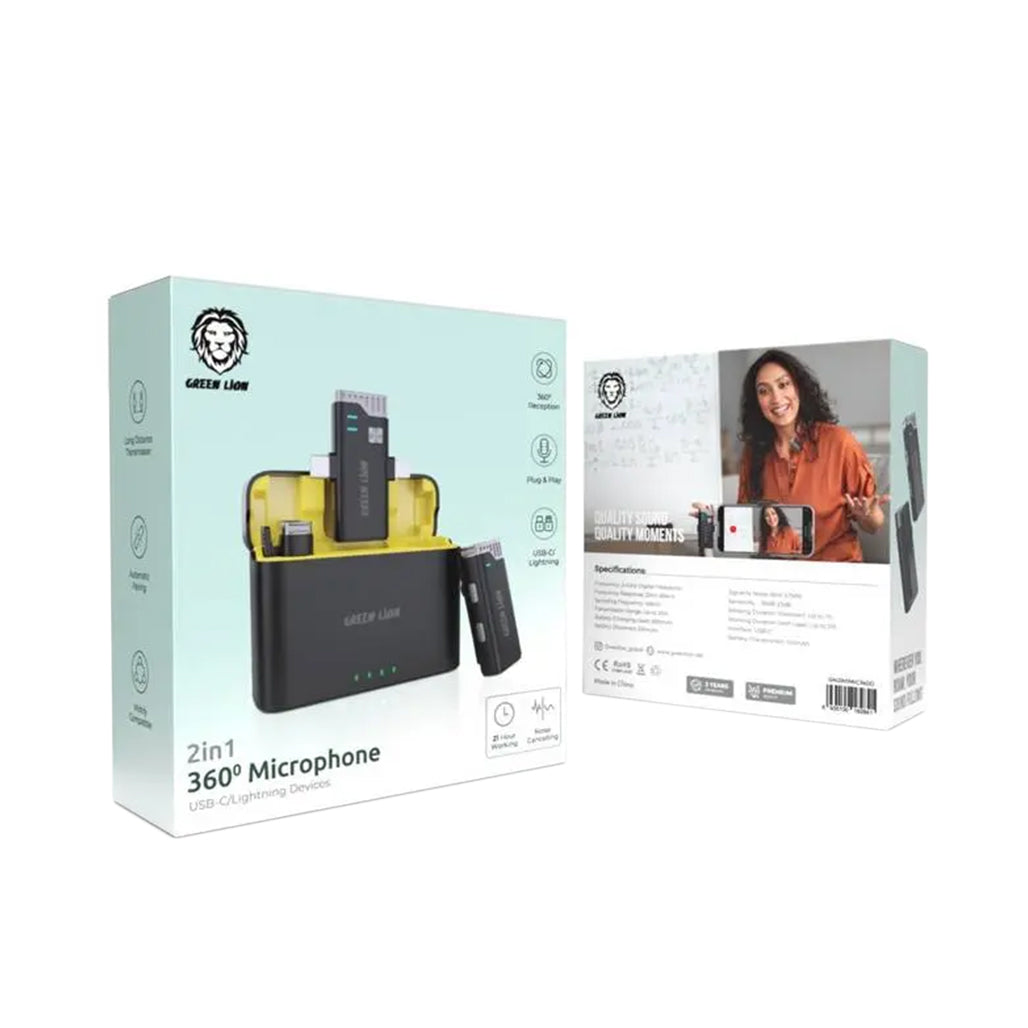 A Photo Of Green Lion 2-in-1 360° Microphone - Black | GN2IN1MIC360D