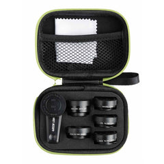 A Photo Of Green Lion 6 in 1 Professional Lens Kit, 25x Macro, 250 Degrees Fisheye - Black | GN6N1PROLKTBK