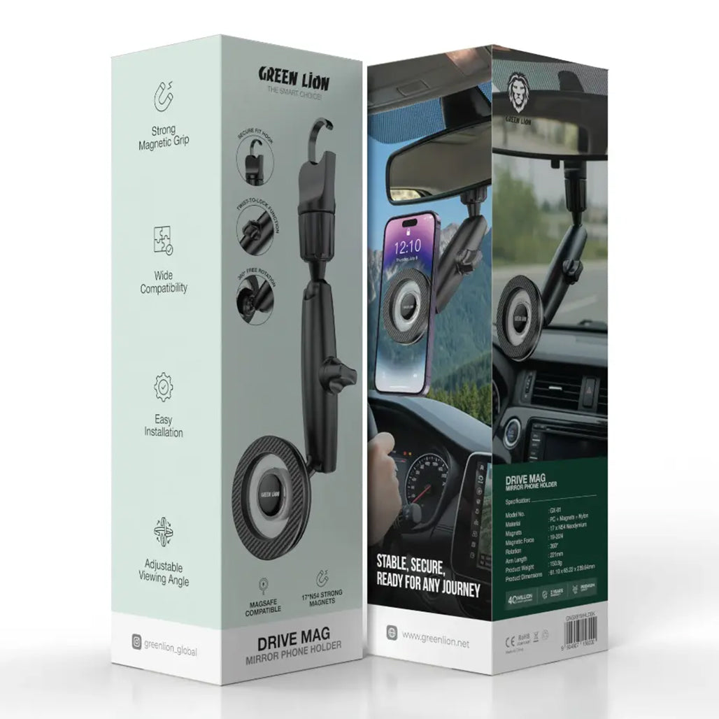 A Photo Of Green Lion DRIVE MAG Magnetic Mirror Phone Holder Black