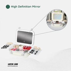 A Photo Of Green Lion Fest Makeup Bag – Portable LED Cosmetic Storage with Touch Control