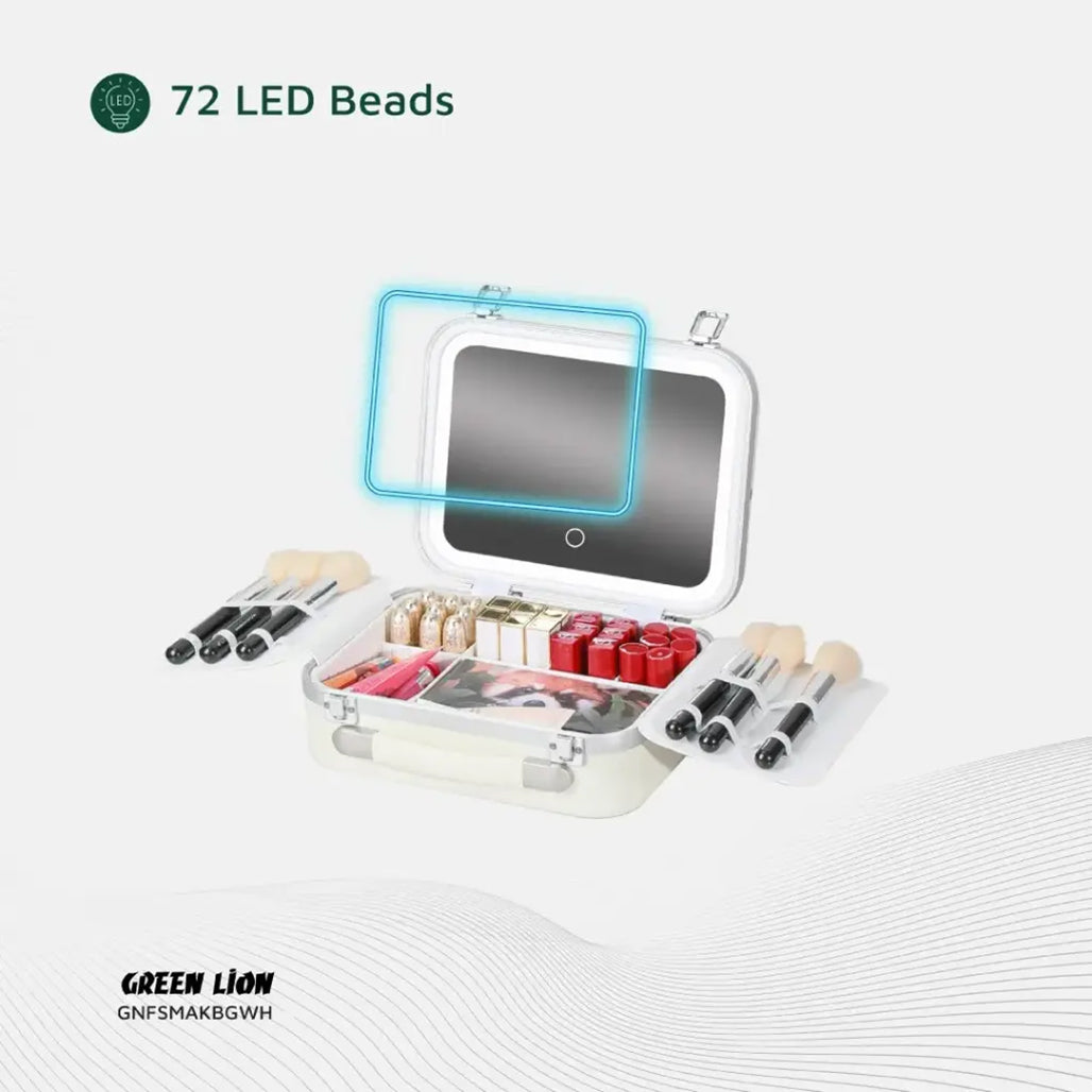 A Photo Of Green Lion Fest Makeup Bag – Portable LED Cosmetic Storage with Touch Control