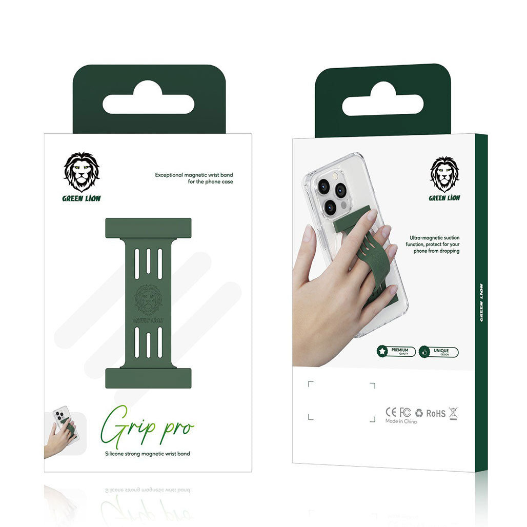 A Photo Of Green Lion Grip Pro Silicone Strong Magnetic Wrist Band for iPhone 14 Pro Max