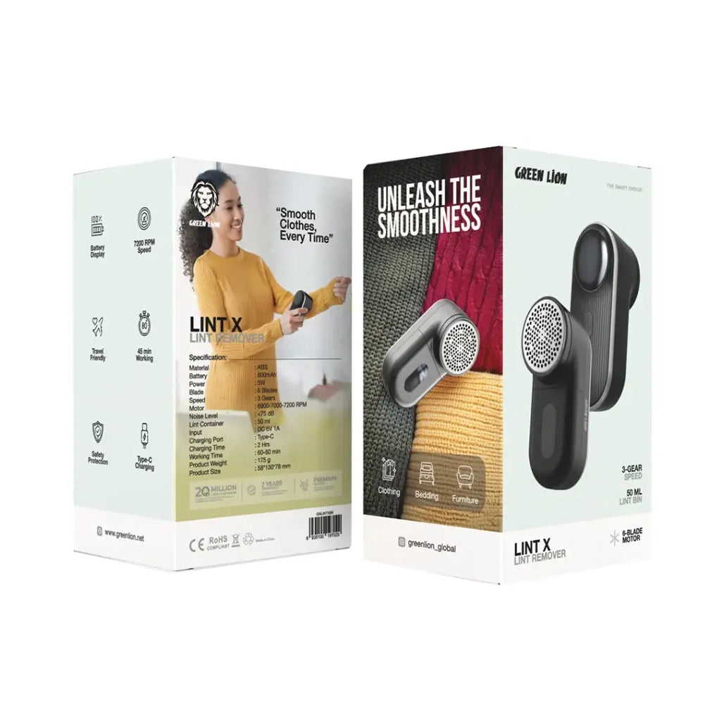 A Photo Of Green Lion Lint X Lint Remover - Black | Efficient Fabric Care with 6-Blade System