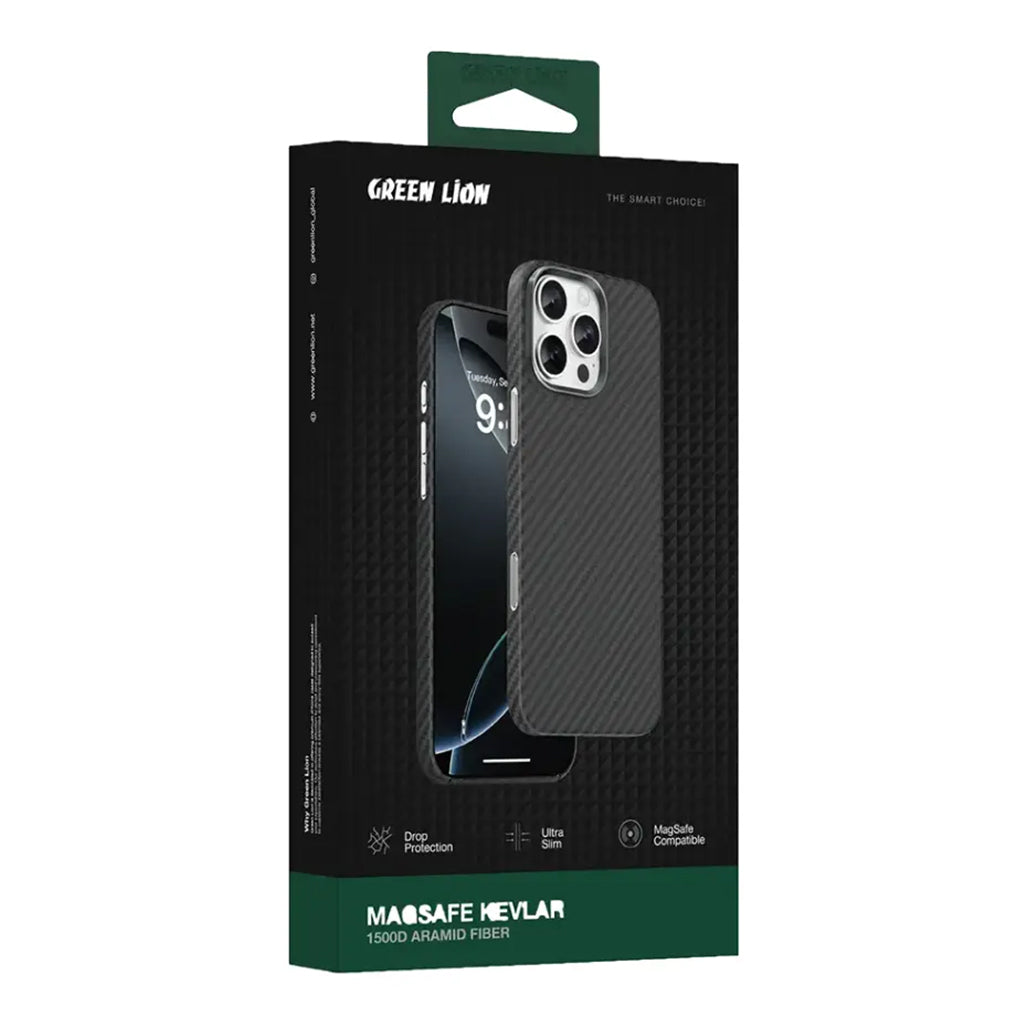 A Photo Of Green Lion Kevlar MagSafe Case for iPhone 16 Pro – Slim, Durable & Scratch-Resistant Cover