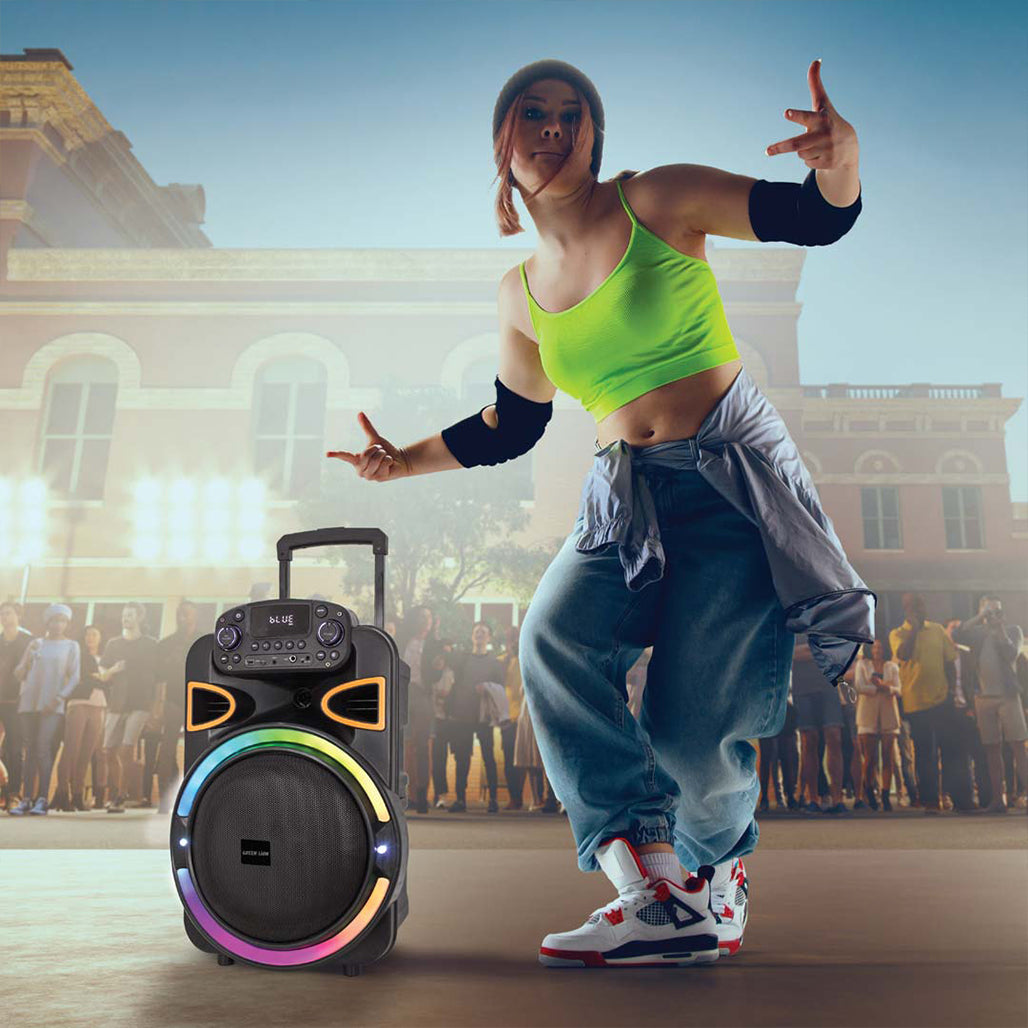 A Photo Of Green Lion PartyLife-500 Bluetooth Speaker – Powerful Sound & Deep Bass with Light Show, Wireless microphone & Remote