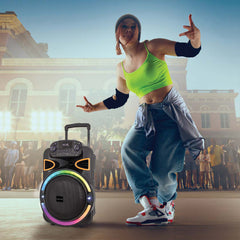 A Photo Of Green Lion PartyLife-500 Bluetooth Speaker – Powerful Sound & Deep Bass with Light Show, Wireless microphone & Remote