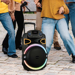A Photo Of Green Lion PartyLife-500 Bluetooth Speaker – Powerful Sound & Deep Bass with Light Show, Wireless microphone & Remote