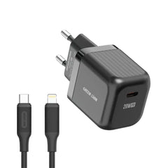 A Photo Of Green Lion Ultra Compact GaN Wall Charger - 20W USB-C EU Plug with Cable