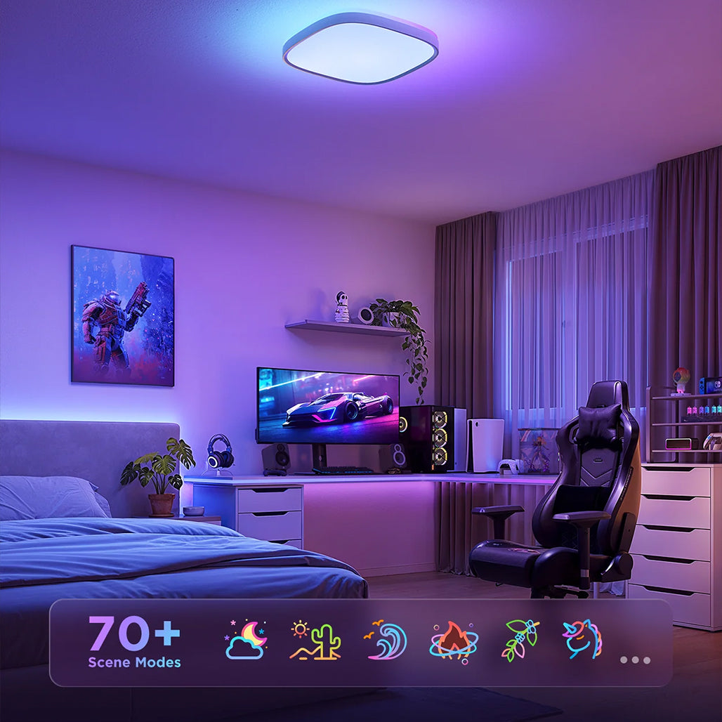 A Photo Of Govee 30cm RGBWW + RGBIC Smart Square Ceiling Light [Energy Class F]