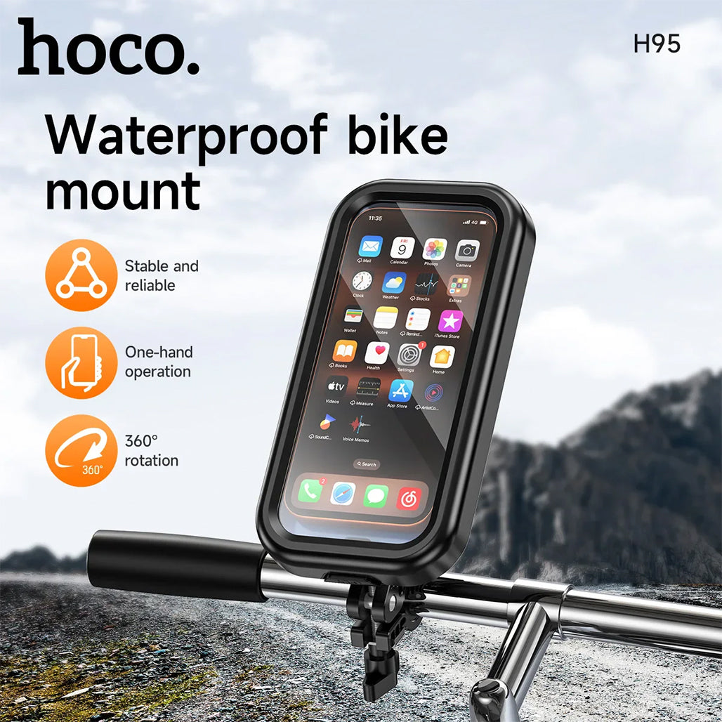 A Photo Of HOCO H95 Waterproof Bike Phone Mount – 360° Rotating Motorcycle & Bicycle Phone Holder