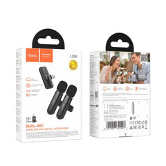 A Photo Of HOCO L20A Fair Dual-Mic Wireless Microphone for iPhone & Type-C Devices