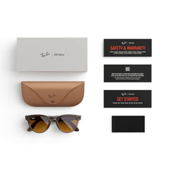 A Photo Of Ray-Ban Meta Headliner Smart Glasses RW4009 – Shiny Warm Stone Frames with Saffron Yellow Transitions® Lenses
