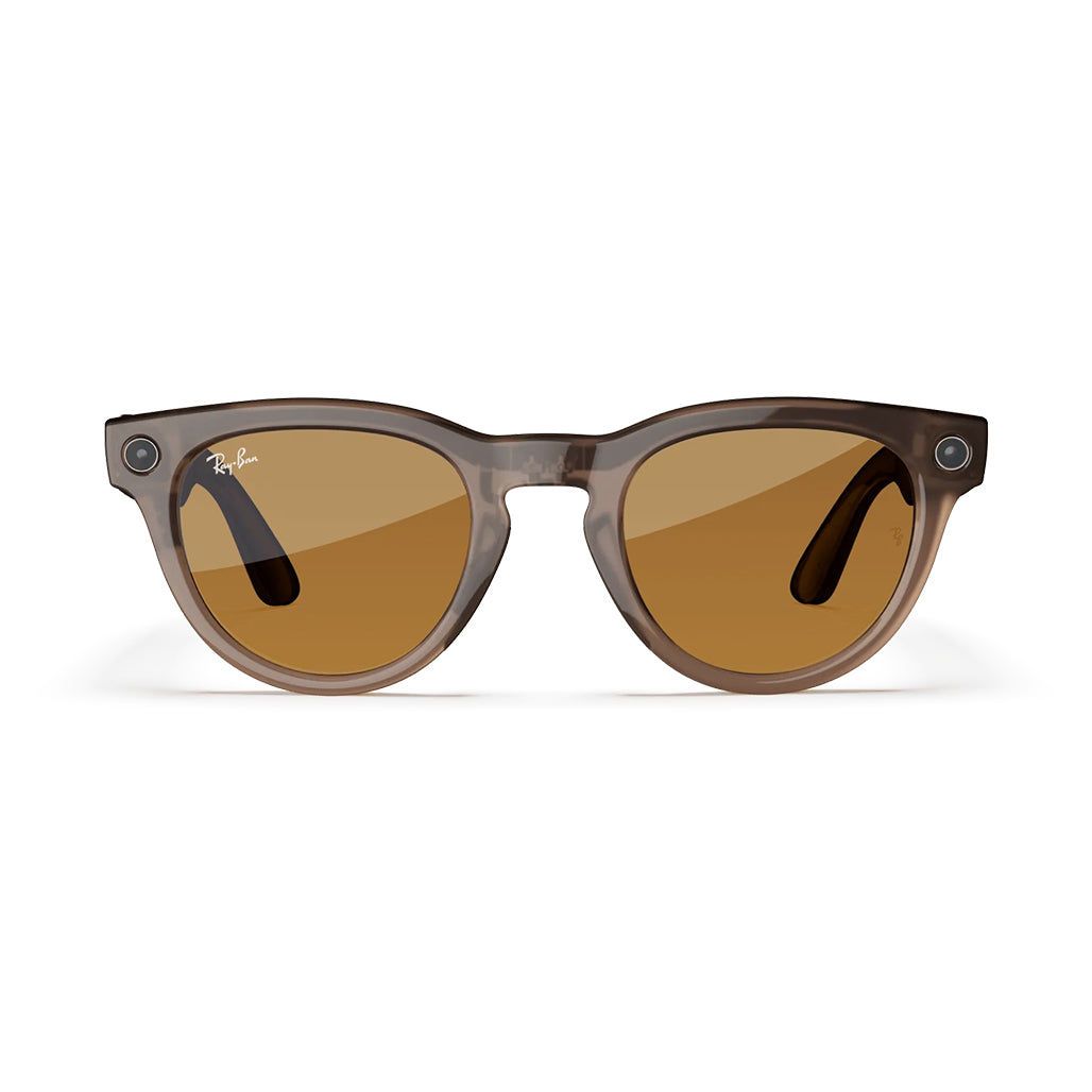 A Photo Of Ray-Ban Meta Headliner Smart Glasses RW4009 – Shiny Warm Stone Frames with Saffron Yellow Transitions® Lenses