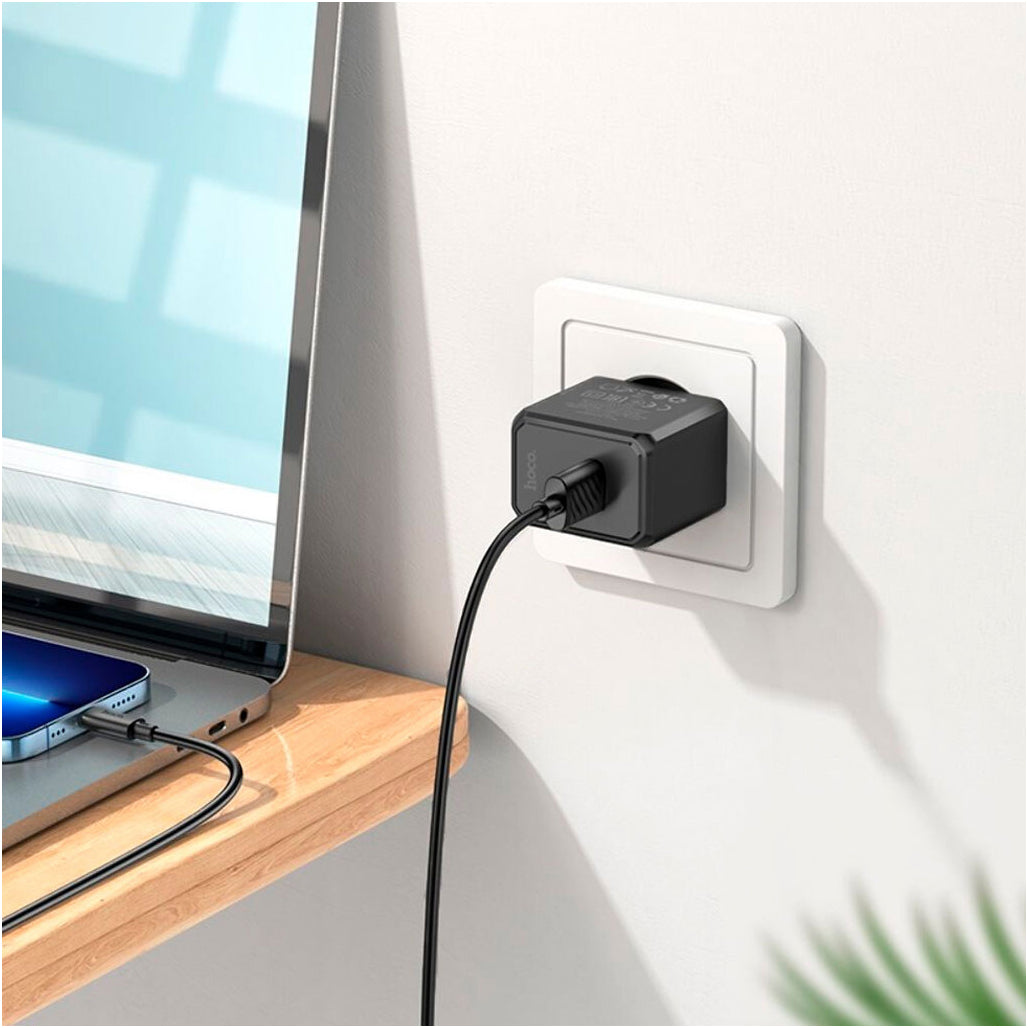 A Photo Of Hoco CS11A Single Port Charger Set - USB-A to Lightning Adapter for Apple Devices