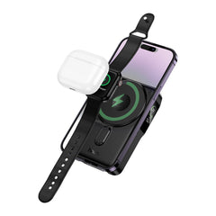A Photo Of Hoco Q48 10000mAh Magnetic Wireless Power Bank with Built-In Cables & MagSafe Support