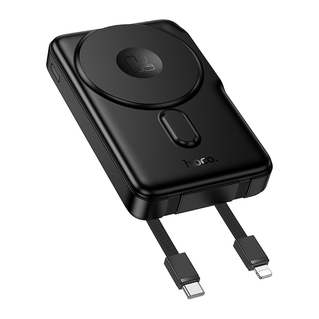 A Photo Of Hoco Q48 10000mAh Magnetic Wireless Power Bank with Built-In Cables & MagSafe Support