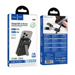 A Photo Of Hoco Q48 10000mAh Magnetic Wireless Power Bank with Built-In Cables & MagSafe Support