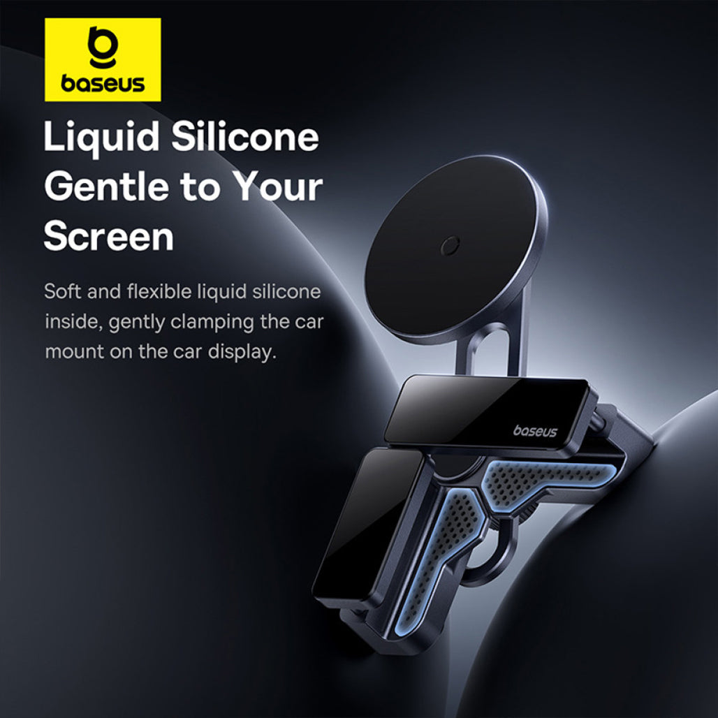 A Photo Of Baseus MaxView Magnetic Car Mount for In-Vehicle Infotainment | 150° Foldable, 270° Angle-Free Viewing | Secure & Convenient