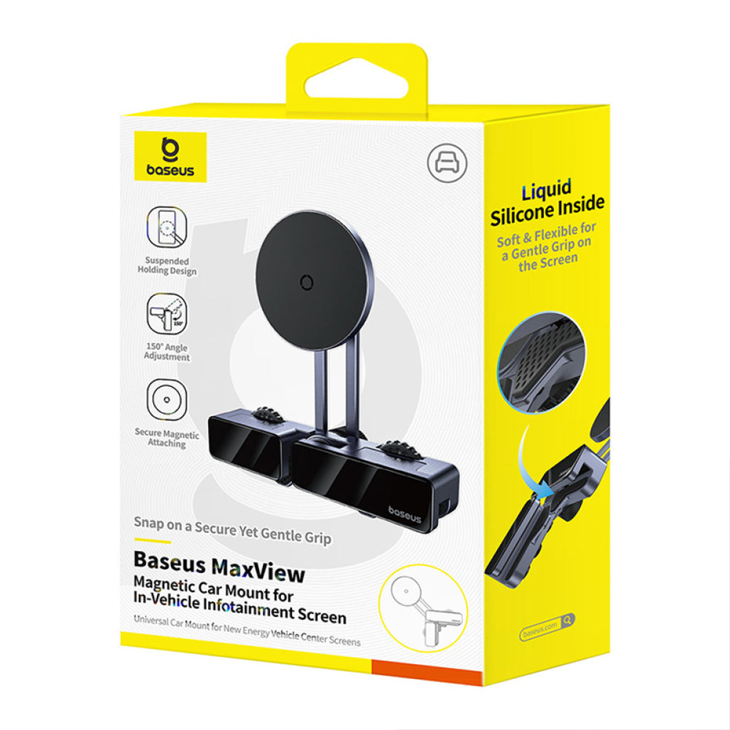 A Photo Of Baseus MaxView Magnetic Car Mount for In-Vehicle Infotainment | 150° Foldable, 270° Angle-Free Viewing | Secure & Convenient