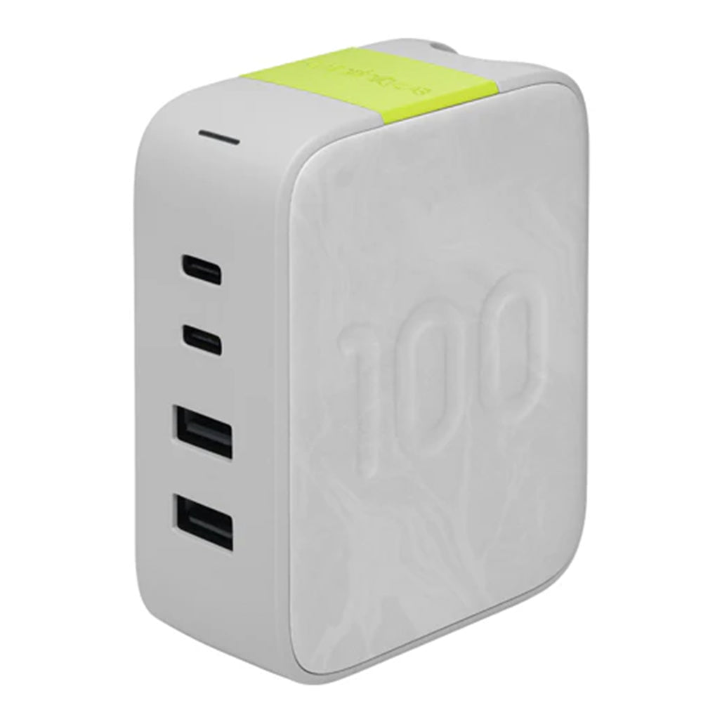 A Photo Of InfinityLAB InstantCharger 100W 4-Port USB Fast Wall Charger – Travel-Ready GaN Charger with USB-C & USB-A, Global Plug Adapters, Eco-Friendly Design