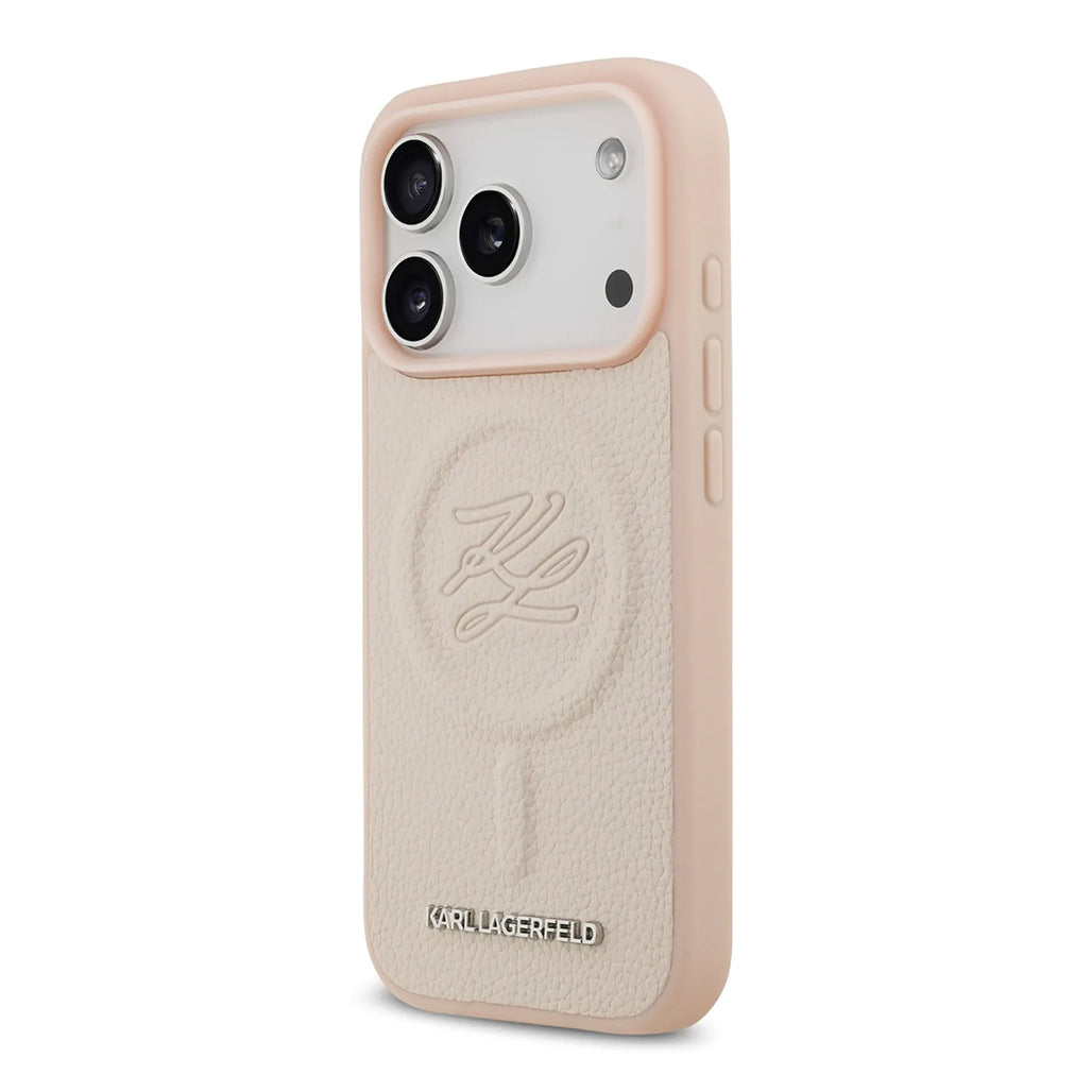 A Photo Of Karl Lagerfeld MagSafe PU Leather Case with Debossed Logo for iPhone 17 Pro Max