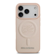 A Photo Of Karl Lagerfeld MagSafe PU Leather Case with Debossed Logo for iPhone 17 Pro Max