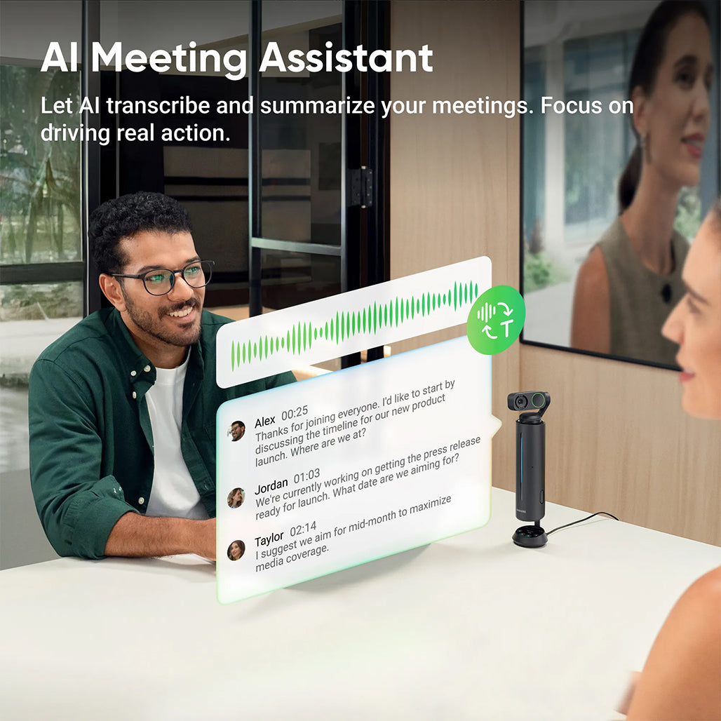 A Photo Of Insta360 Wave - Professional Speakerphone with AI Recording Suite