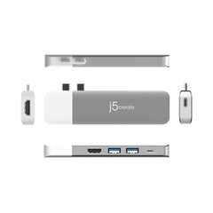 A Photo Of J5Create Ultradrive Kit USB-C Multi-Display Modular Dock JCD389 - 12 Configurations, 4K HDMI, Gigabit Ethernet