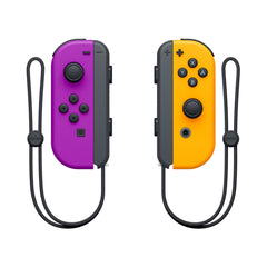 A Photo Of Nintendo Joy-Con (L/R) Neon Purple and Neon Orange Controllers
