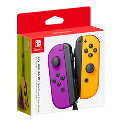 A Photo Of Nintendo Joy-Con (L/R) Neon Purple and Neon Orange Controllers