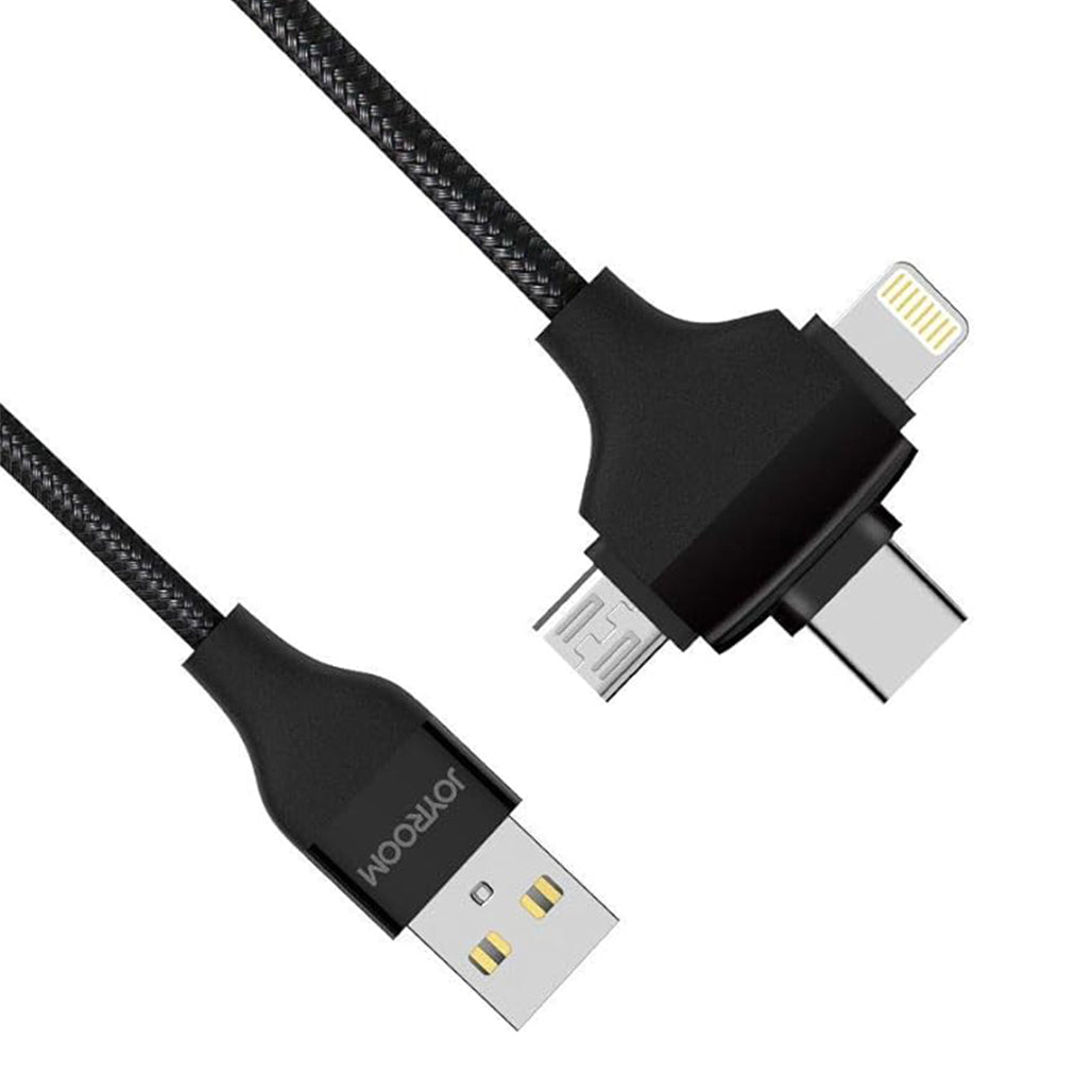 A Photo Of Joyroom S-L317 3-in-1 Glow Data Cable (Type-C / Micro / Lightning) - Premium Multifunctional Charging and Data Transfer Cable