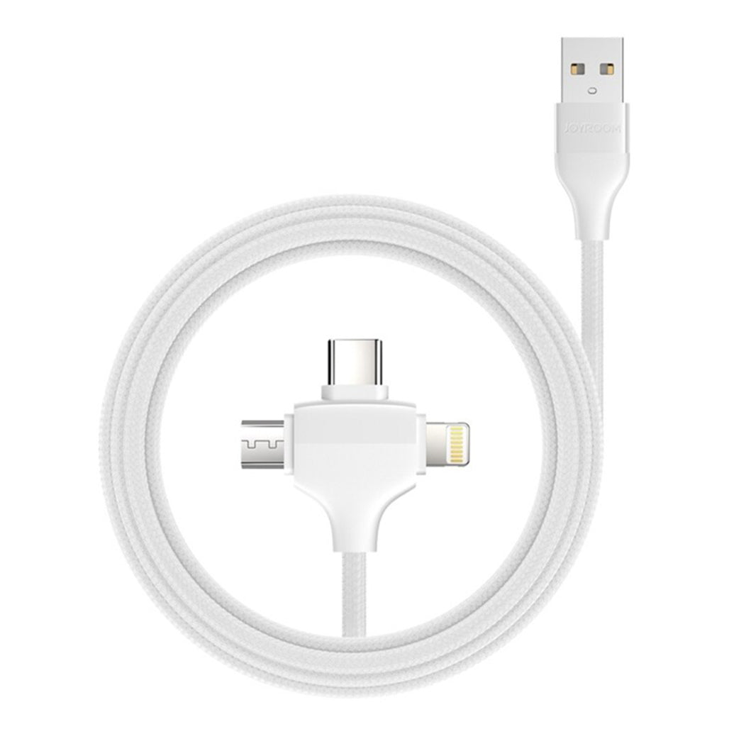 A Photo Of Joyroom S-L317 3-in-1 Glow Data Cable (Type-C / Micro / Lightning) - Premium Multifunctional Charging and Data Transfer Cable