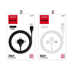 A Photo Of Joyroom S-L317 3-in-1 Glow Data Cable (Type-C / Micro / Lightning) - Premium Multifunctional Charging and Data Transfer Cable