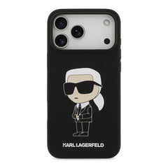 A Photo Of Karl Lagerfeld Liquid Silicone Case with Ikonik NFT Logo for iPhone 17 Pro Max