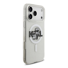 A Photo Of Karl Lagerfeld MagSafe Glitter Case with Karl & Choupette Heads for iPhone 17 Pro Max