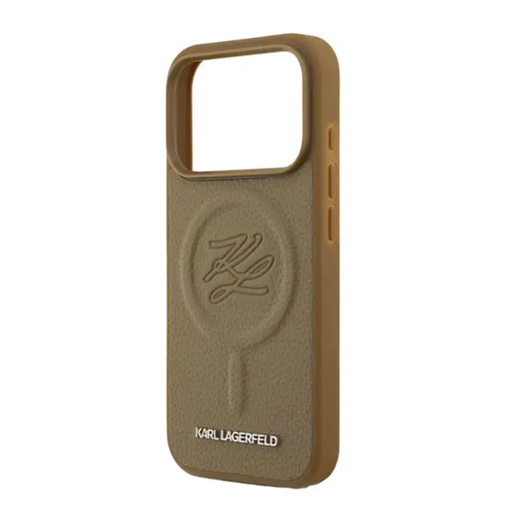 A Photo Of Karl Lagerfeld MagSafe PU Leather Case Brown for iPhone 17 Pro Max