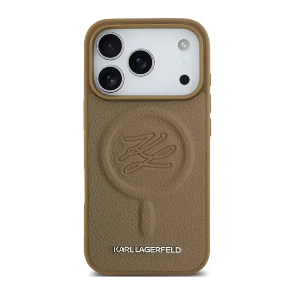 A Photo Of Karl Lagerfeld MagSafe PU Leather Case Brown for iPhone 17 Pro Max