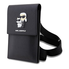 A Photo Of Karl Lagerfeld Saffiano Karl&Choupette Universal Phone Pouch with Strap – Designer Bag with Card Slots for Everyday Use