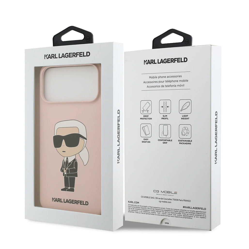 A Photo Of Karl Lagerfeld Liquid Silicone Case with Ikonik NFT Logo for iPhone 17 Pro Max