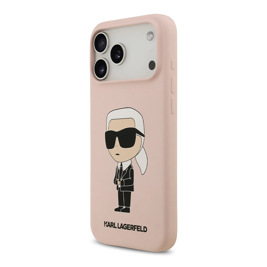 A Photo Of Karl Lagerfeld Liquid Silicone Case with Ikonik NFT Logo for iPhone 17 Pro Max