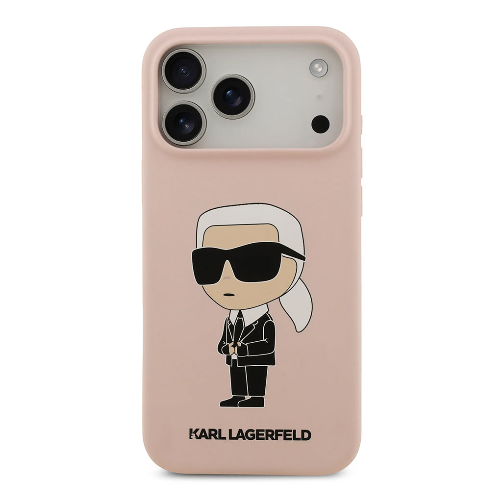 A Photo Of Karl Lagerfeld Liquid Silicone Case with Ikonik NFT Logo for iPhone 17 Pro Max