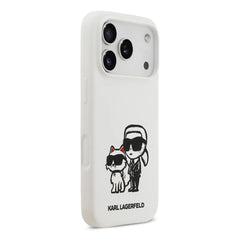 A Photo Of Karl Lagerfeld Liquid Silicone iPhone 17 Pro Max Case with Karl & Choupette Sketch