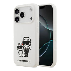 A Photo Of Karl Lagerfeld Liquid Silicone iPhone 17 Pro Max Case with Karl & Choupette Sketch