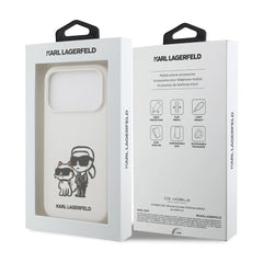 A Photo Of Karl Lagerfeld Liquid Silicone iPhone 17 Pro Max Case with Karl & Choupette Sketch