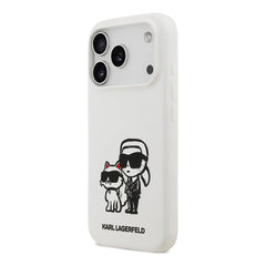 A Photo Of Karl Lagerfeld Liquid Silicone iPhone 17 Pro Max Case with Karl & Choupette Sketch