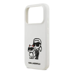 A Photo Of Karl Lagerfeld Liquid Silicone iPhone 17 Pro Max Case with Karl & Choupette Sketch
